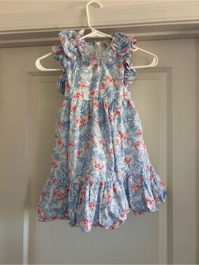 Ivy City Co Marjorie Dress White with Blue & Red Floral Print